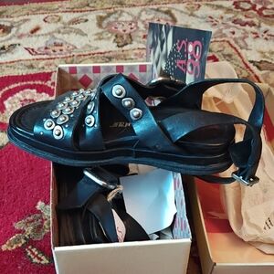 A.S.98 Black Studded Sandals